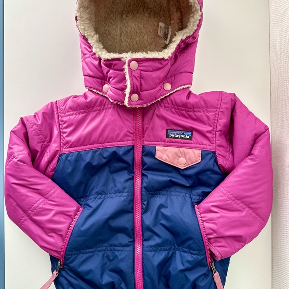 Patagonia Baby Reversible Tribbles Hoody Jacket Fuchsia & Navy - Picture 1 of 8